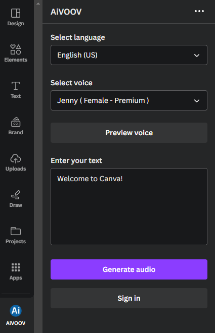 Add AI VoiceOvers to Canva Video