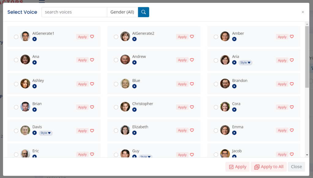 SpeechActors total Language and Voices to select