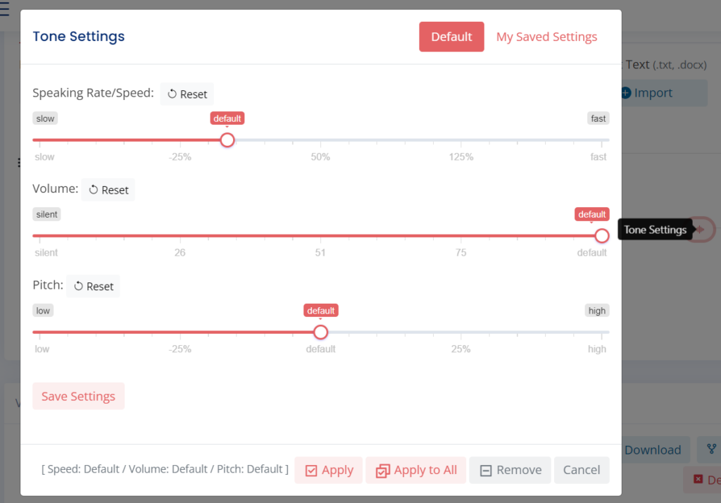 SpeechActors Customize and adjustment for Audio 